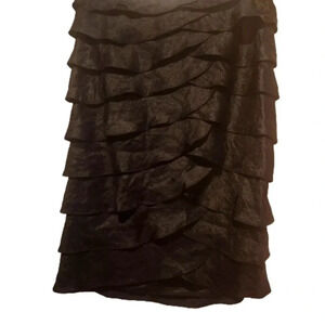 Victor Costa Runway Ruffle Skirt — Jet Black Tiered Statement Piece (Size 8)